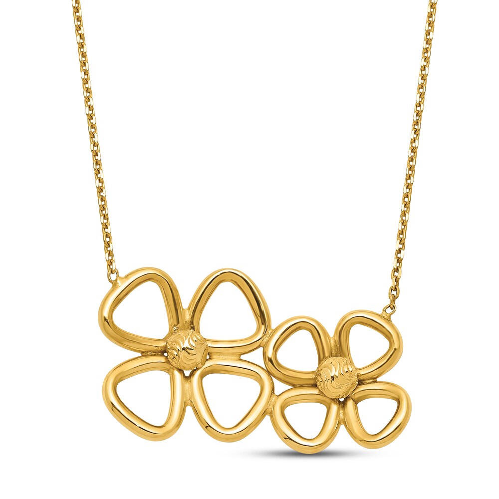 Polished Flower Necklace 14K Yellow Gold jADnGUB7