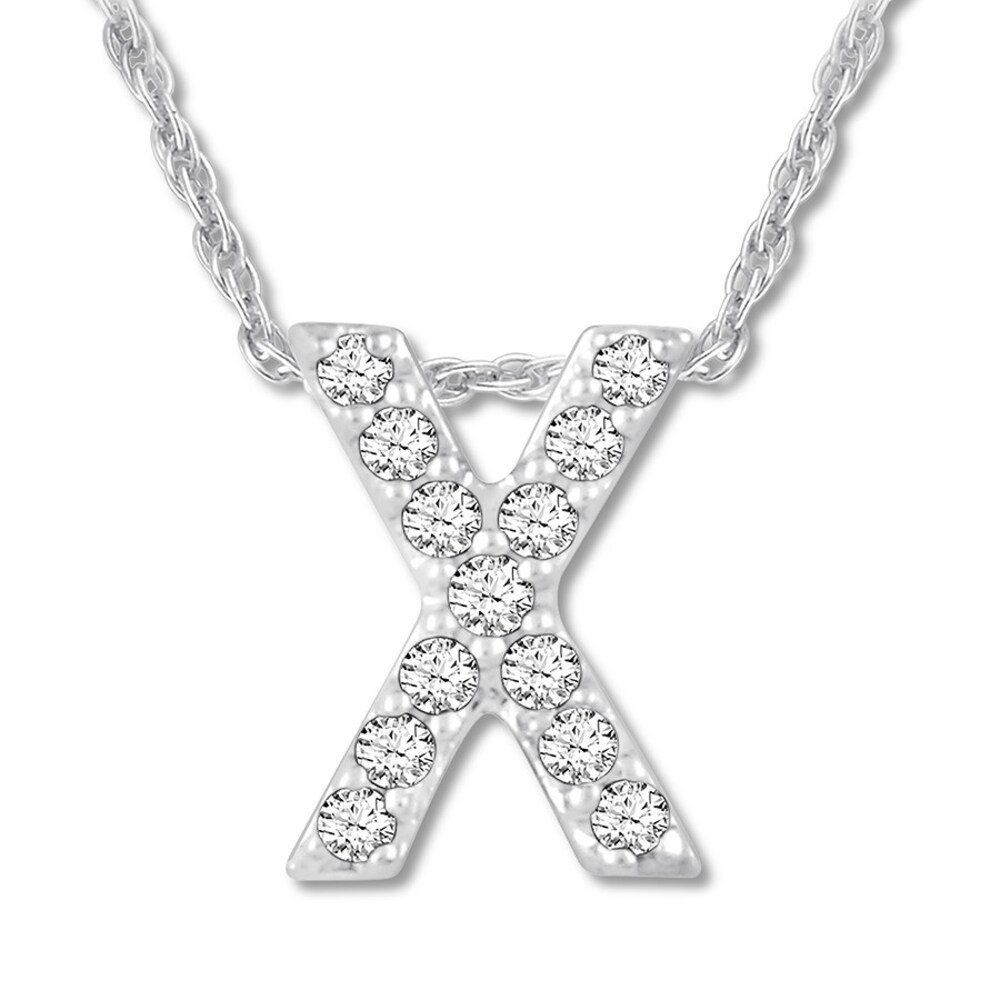 Diamond Initial X Necklace 1/20 ct tw Round-cut 10K White Gold jAqgDQHP