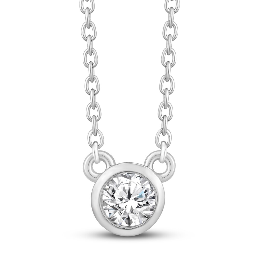 Diamond Solitaire Necklace 1/6 ct tw Round 14K White Gold (I2/I) jB21c6wL