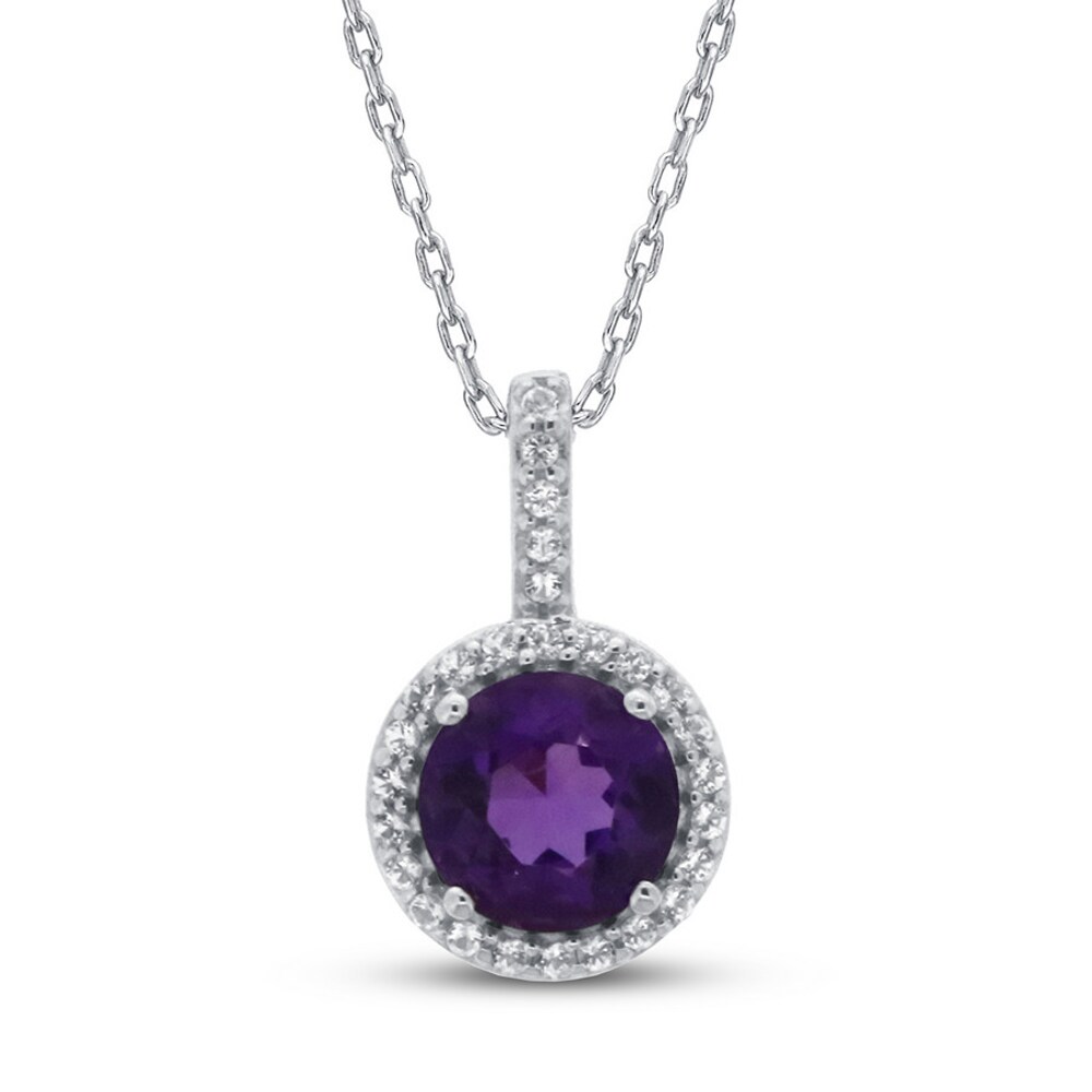 Amethyst & White Topaz Necklace 10K White Gold jCmCw8rA