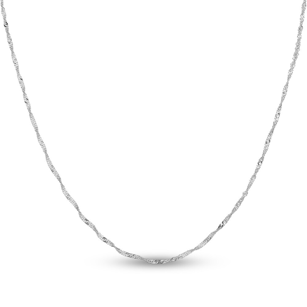 Singapore Chain Necklace 14K White Gold 24" jCs19fRO