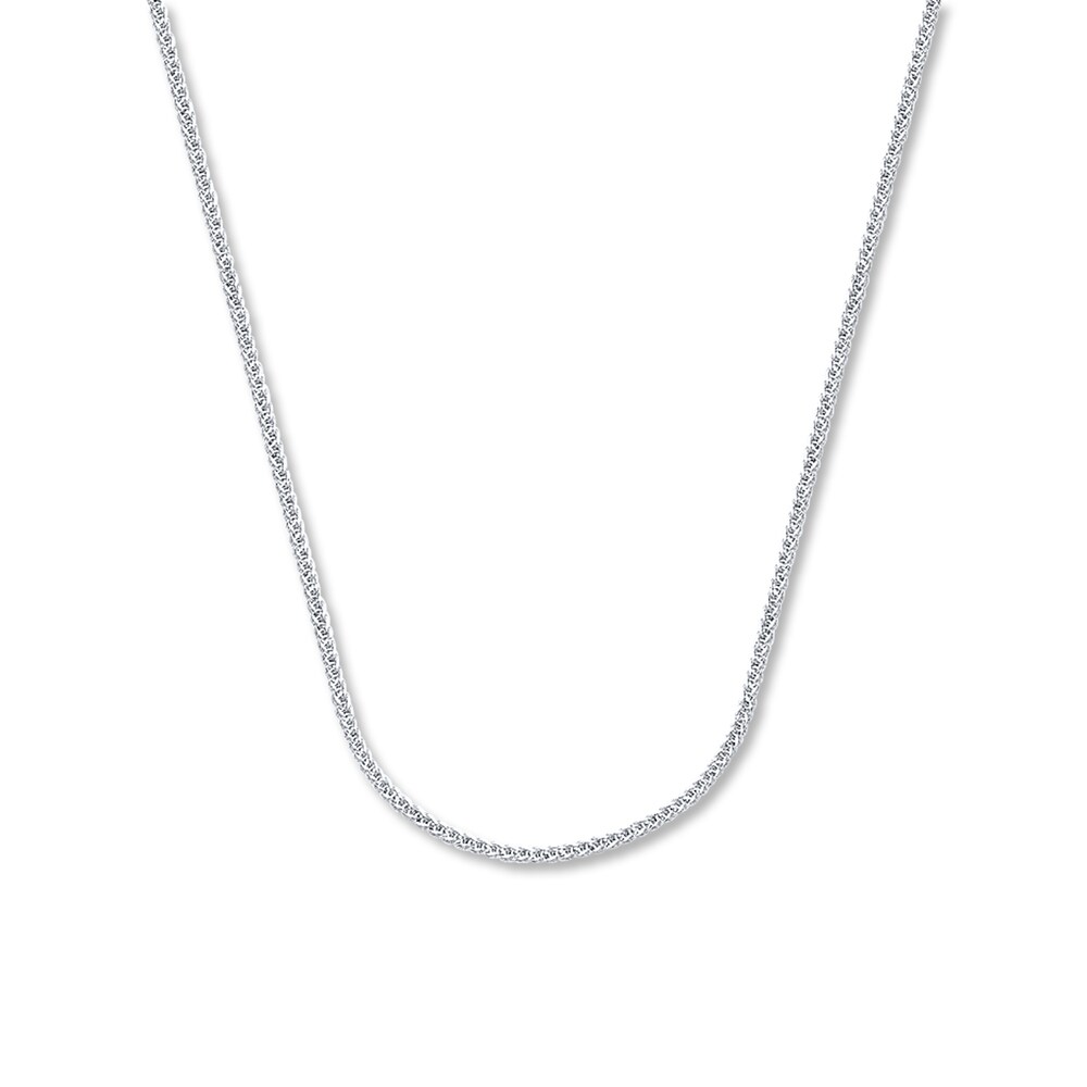 Square Wheat Chain 14K White Gold Necklace 24" Length jDi3y082