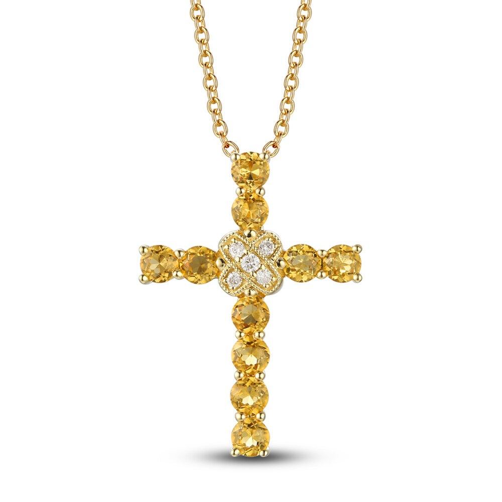 Le Vian Natural Citrine Cross Necklace Diamond Accent 14K Honey Gold jJpvYOJl [jJpvYOJl]