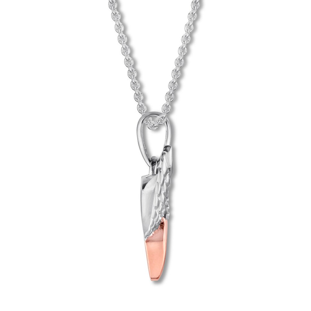 Heart Wings Necklace 1/20 ct tw Diamonds Sterling Silver/10K Rose Gold jPmdWrDr