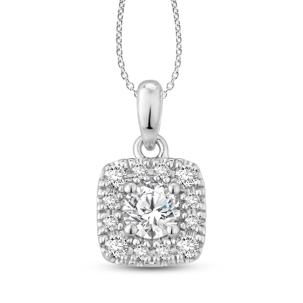 Diamond Necklace 5/8 ct tw Round 14K White Gold jSOBcLlG