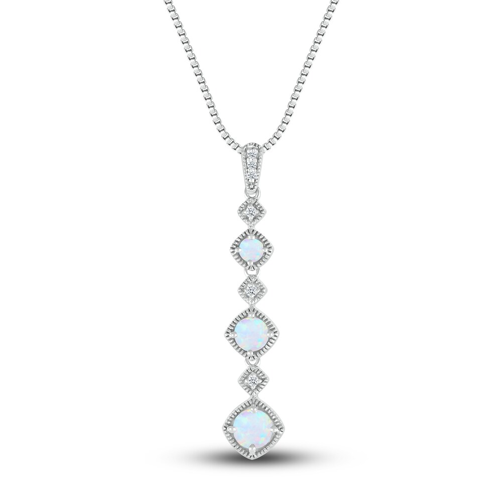 Lab-Created Opal Necklace 1/20 ct tw Diamonds Sterling Silver jVD50u0J