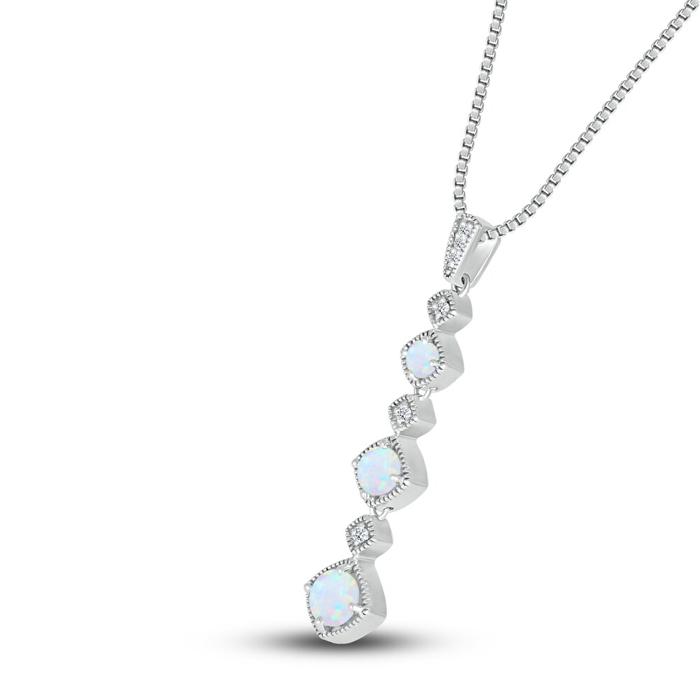 Lab-Created Opal Necklace 1/20 ct tw Diamonds Sterling Silver jVD50u0J