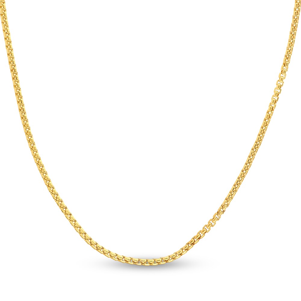 Hollow Round Box Chain Necklace 14K Yellow Gold 18" je66MXcl