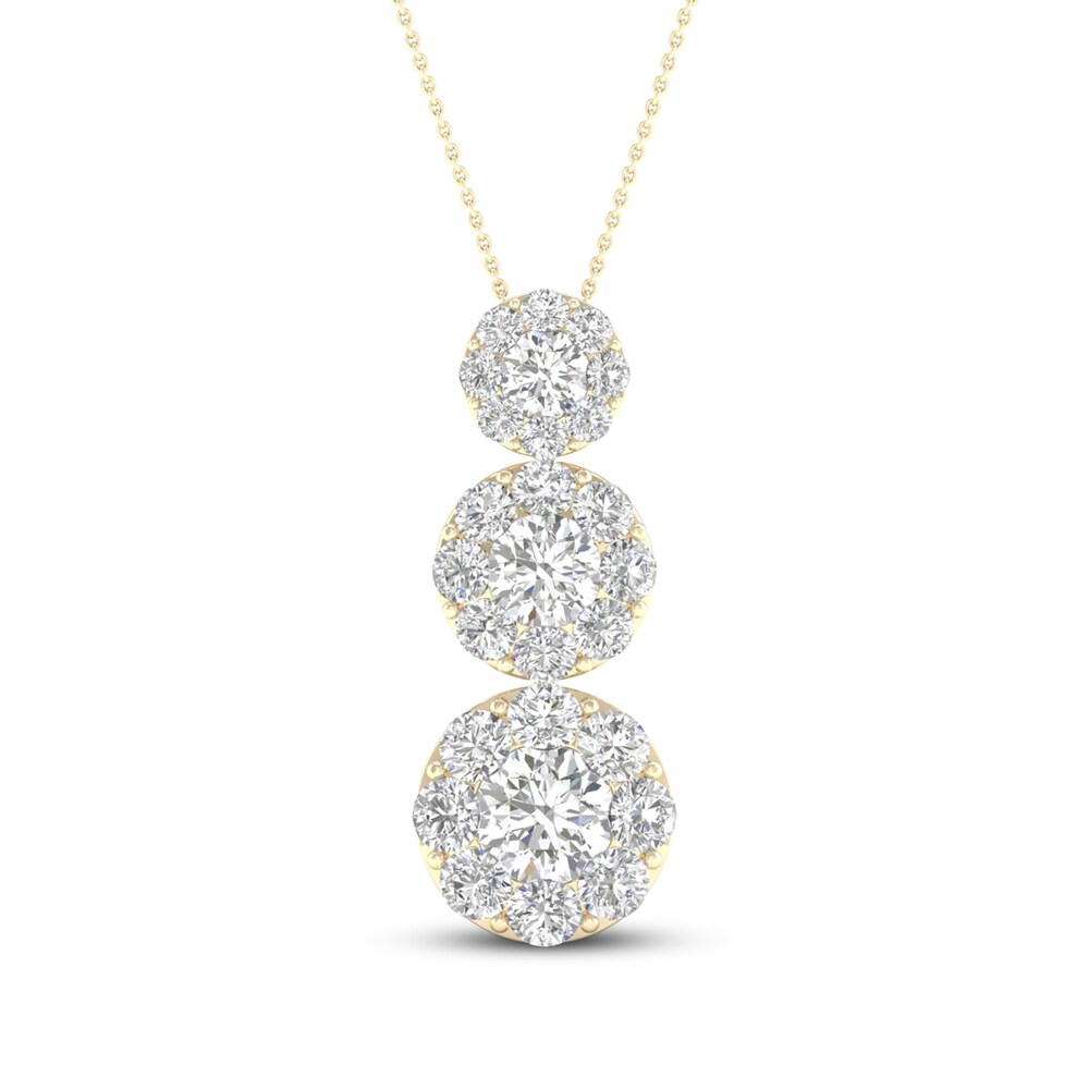 Three-Stone Diamond Necklace 1 ct tw Round 14K Yellow Gold jerG8929