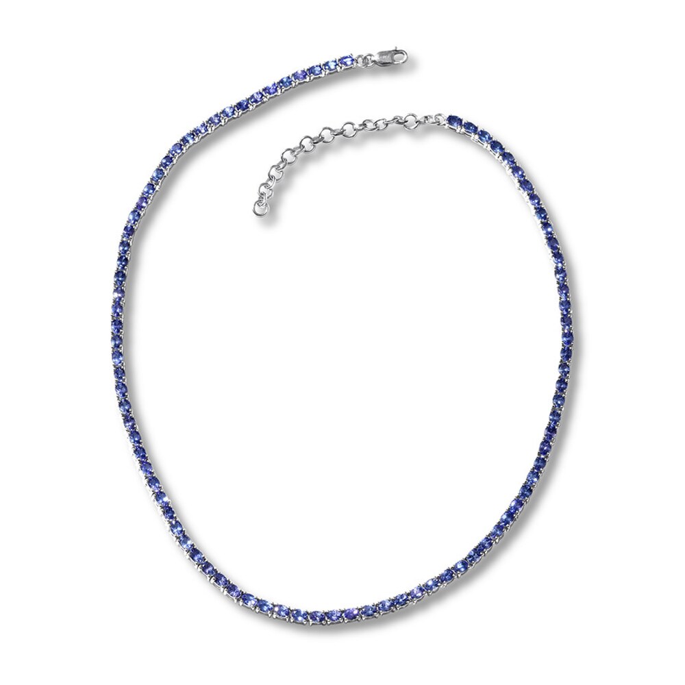 Tanzanite Tennis Necklace Sterling Silver 16.25\" Adjustable jigfL8uA