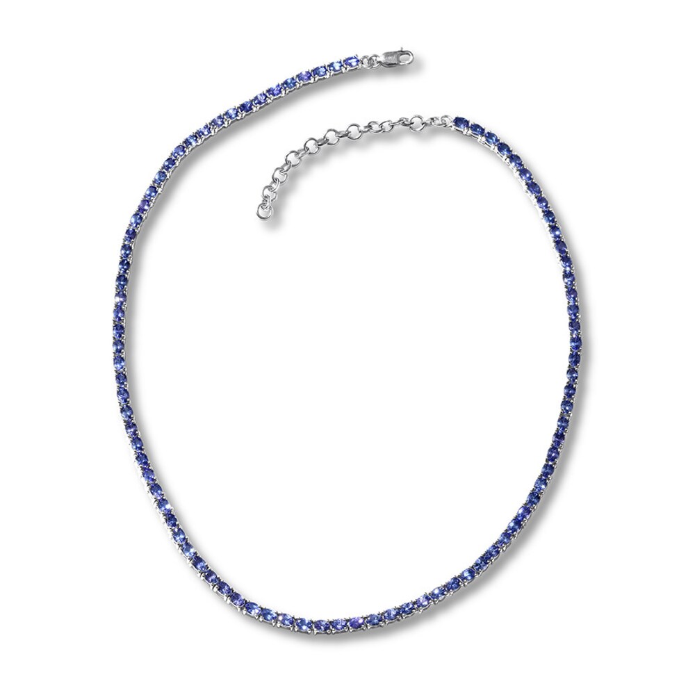 Tanzanite Tennis Necklace Sterling Silver 16.25" Adjustable jigfL8uA