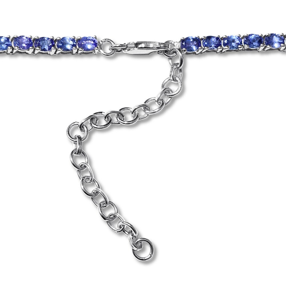 Tanzanite Tennis Necklace Sterling Silver 16.25\" Adjustable jigfL8uA