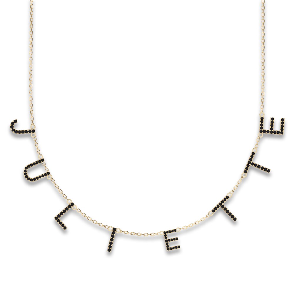 Juliette Maison Black Diamond Station Name Necklace 2-1/4 ct tw Round 10K Yellow Gold jtOEWyQa