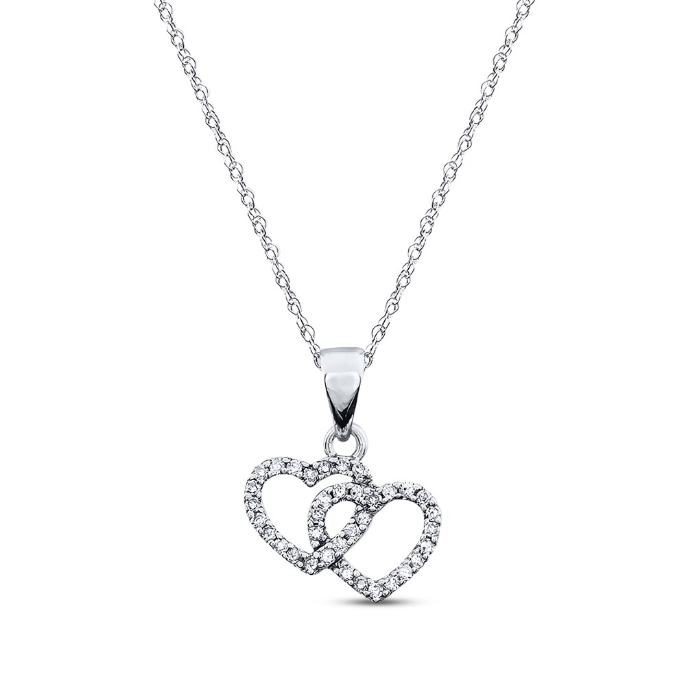 Twin Hearts Necklace 1/8 ct tw Diamonds 10K White Gold jzwvnbEq
