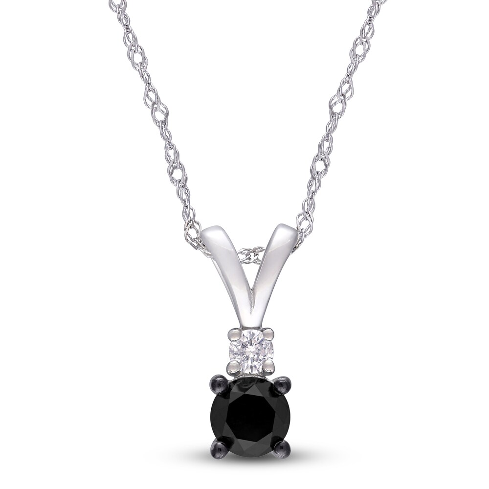 Black & White Diamond Necklace 1/2 ct tw Round 10K White Gold 17" k07dNX8k