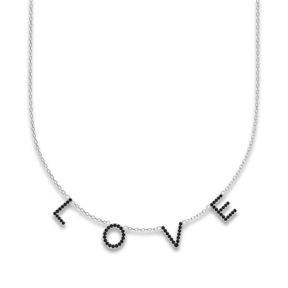 Juliette Maison Black Diamond Station Name Necklace 1-1/8 ct tw Round 10K White Gold k4aDtRBl