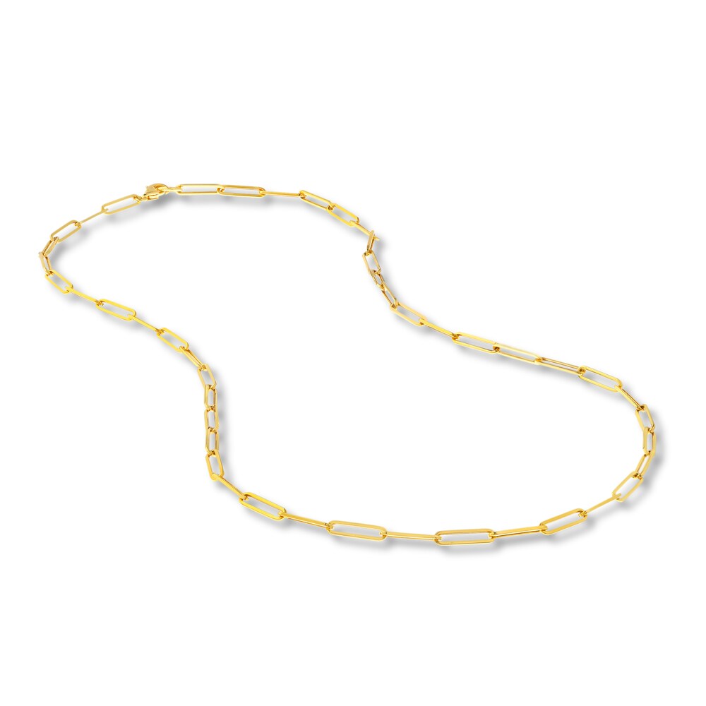 Paperclip Y Necklace 14K Yellow Gold 24\" k4tJEjMp