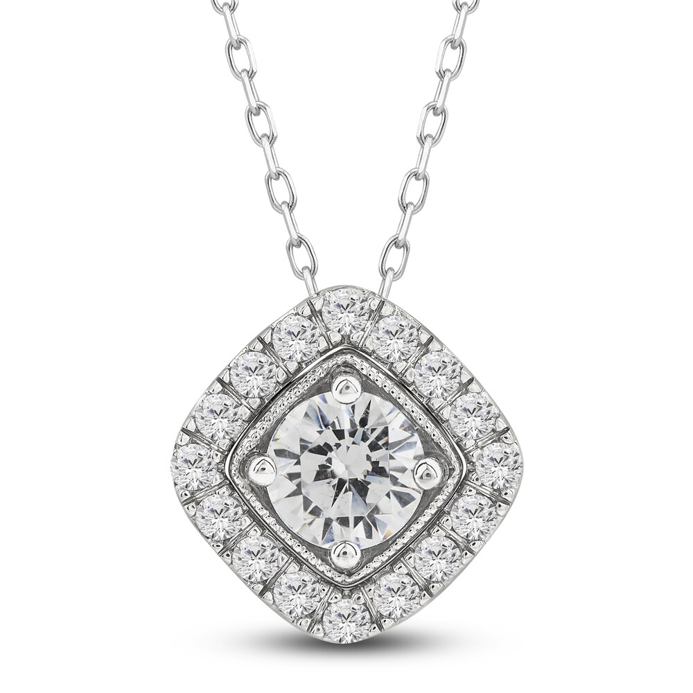 Diamond Pendant Necklace 1 ct tw Round 10K White Gold 18" k5ZgncfE