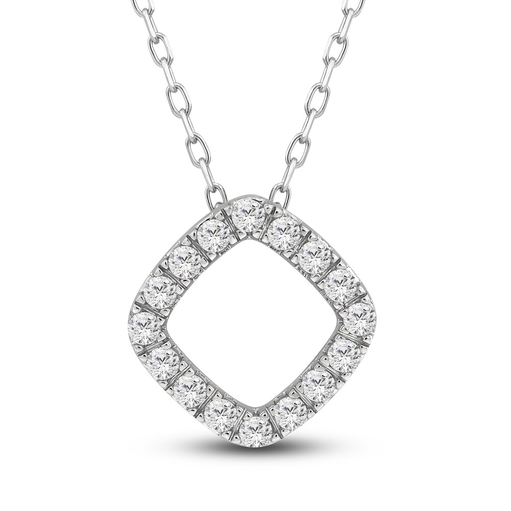 Diamond Pendant Necklace 1 ct tw Round 10K White Gold 18\" k5ZgncfE