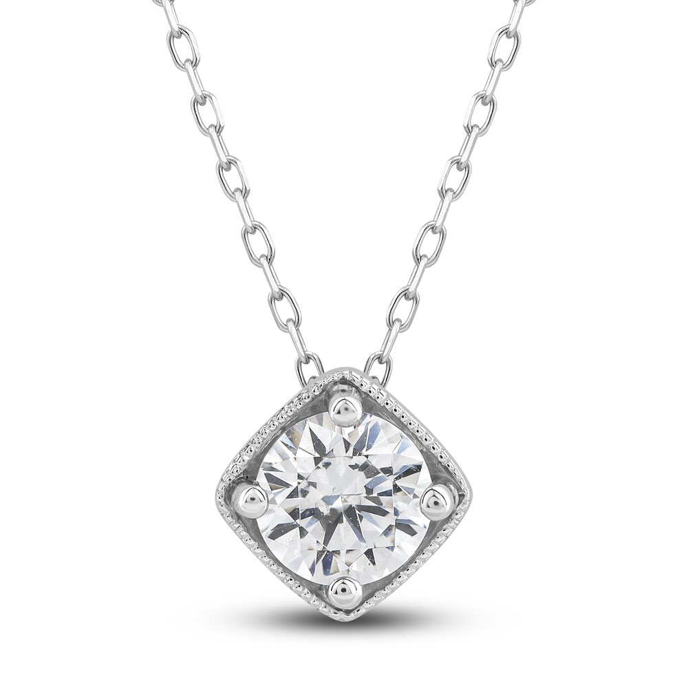 Diamond Pendant Necklace 1 ct tw Round 10K White Gold 18\" k5ZgncfE