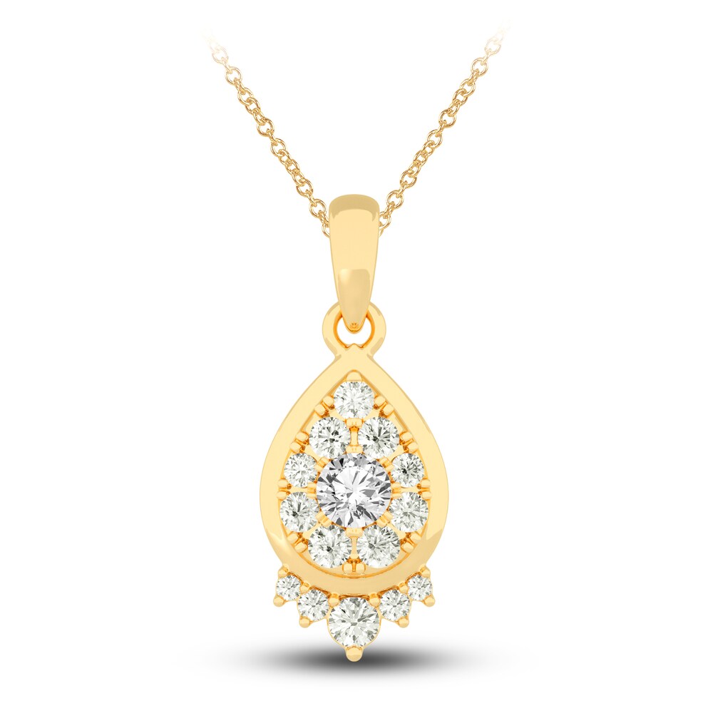 Diamond Pendant Necklace 1/2 ct tw Round 14K Yellow Gold 18\" k7CGrqPZ