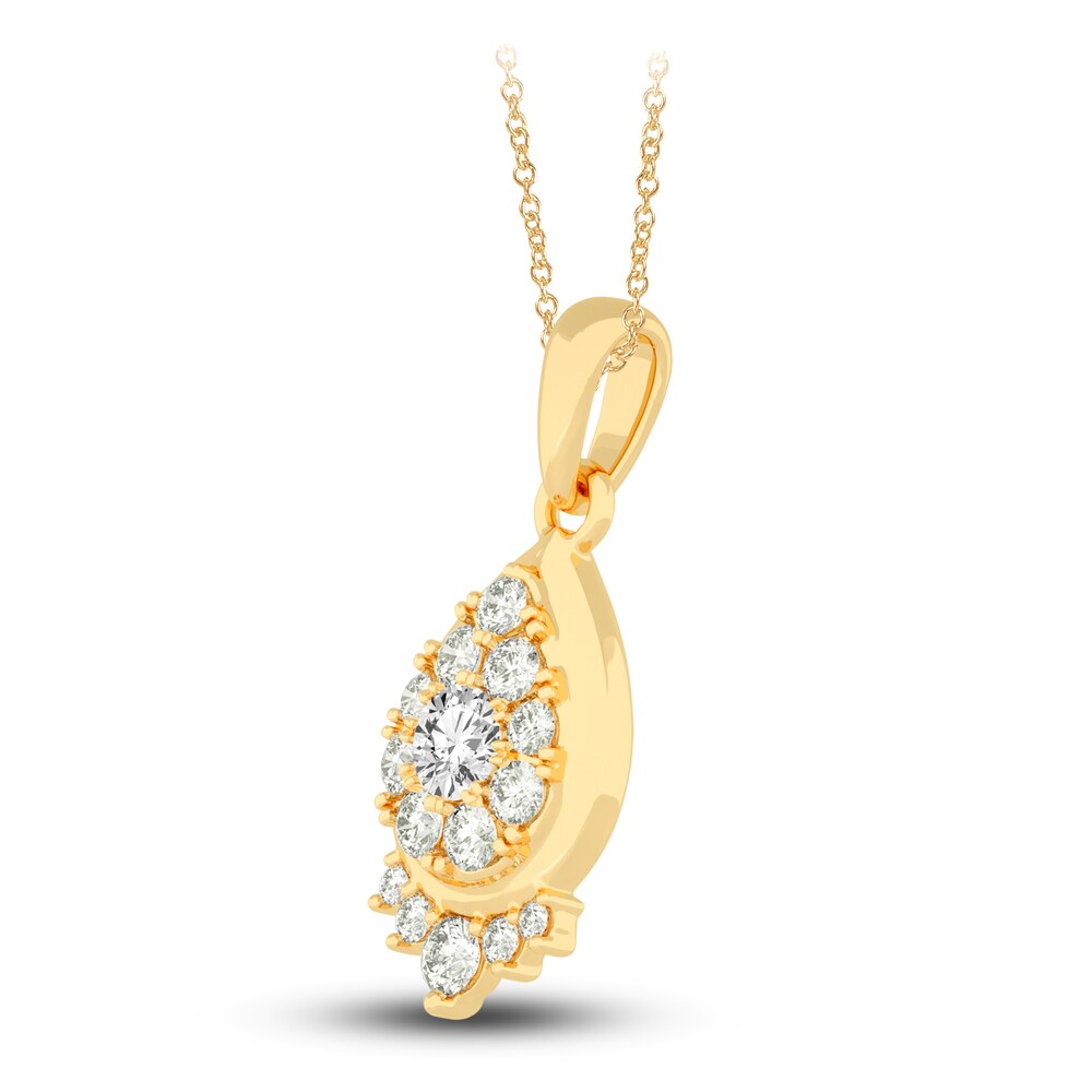 Diamond Pendant Necklace 1/2 ct tw Round 14K Yellow Gold 18\" k7CGrqPZ