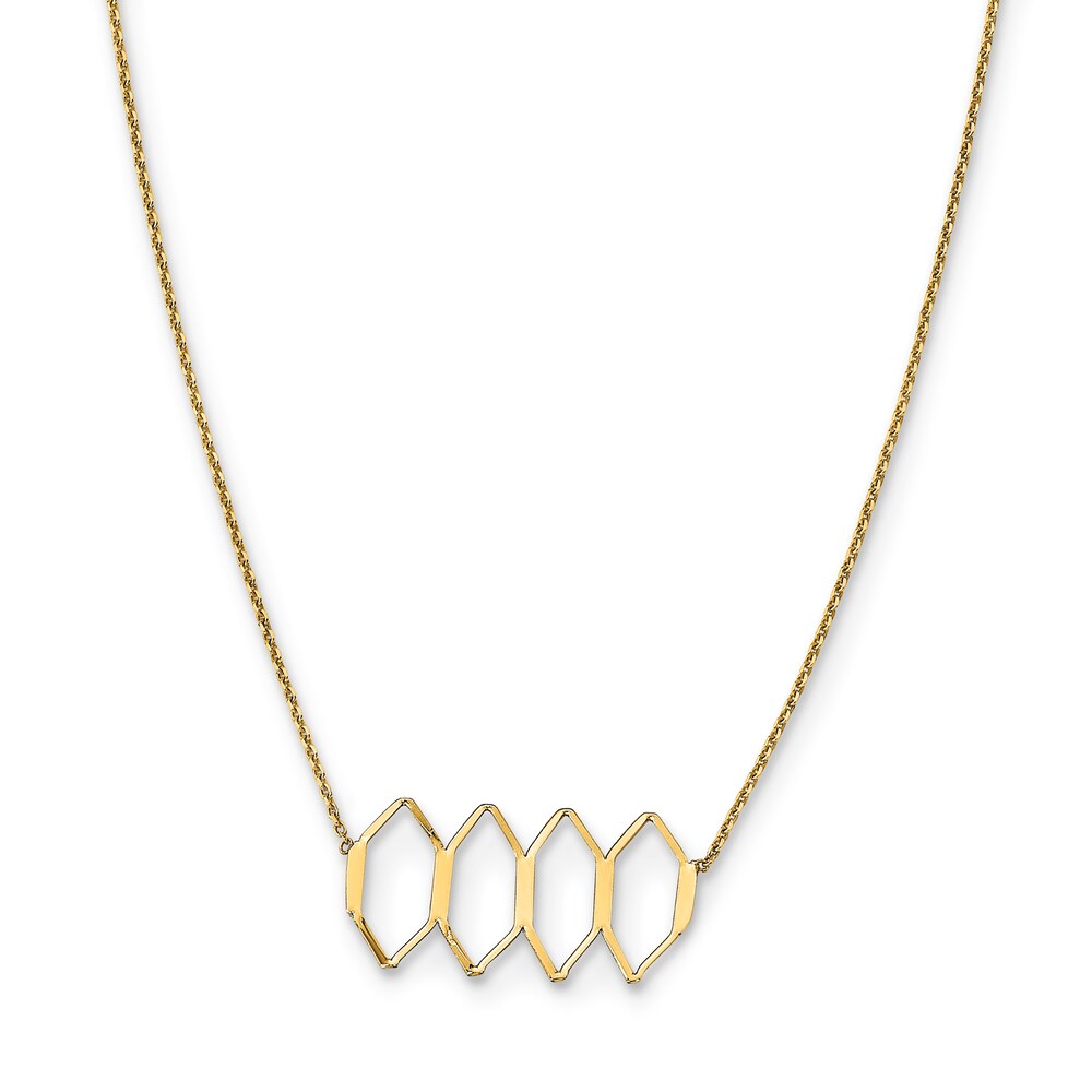 Polished Fancy Link Necklace 14K Yellow Gold 16" k9AHwD4M