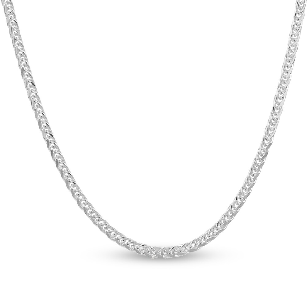 Square Wheat Chain Necklace 14K White Gold 18" kBnVP81u