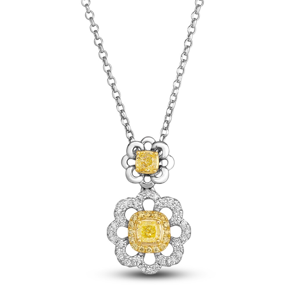 Le Vian Sunny Yellow Diamond Pendant Necklace 5/8 ct tw Round 14K Two-Tone Gold 19\" kCYplZbe