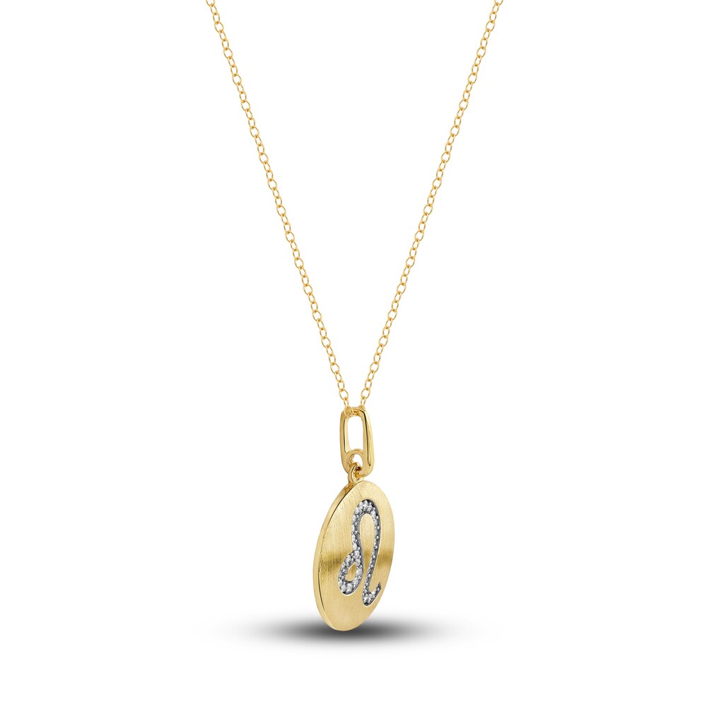 Diamond Leo Zodiac Pendant Necklace 1/10 ct tw Round 14K Yellow Gold kEMXDMdg