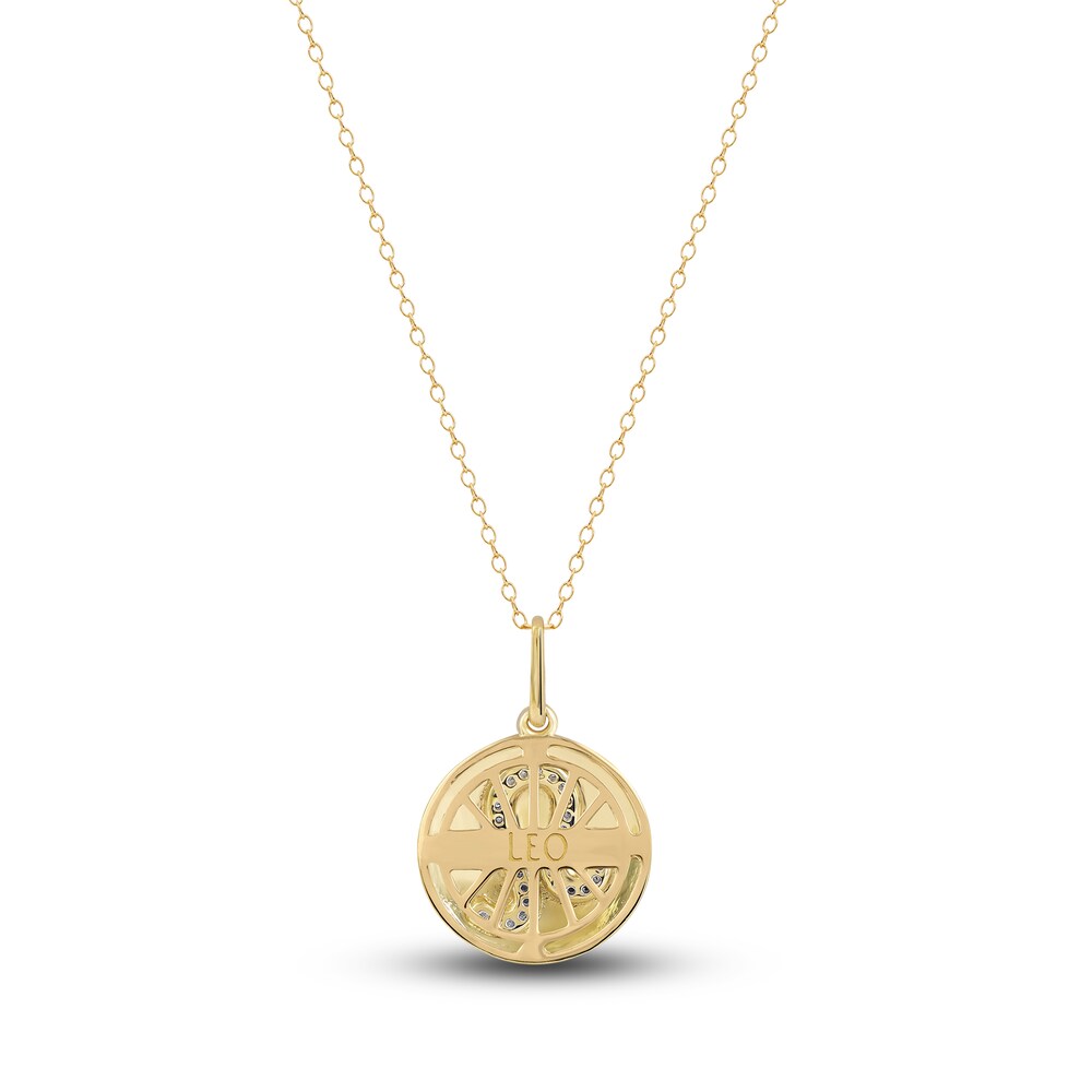 Diamond Leo Zodiac Pendant Necklace 1/10 ct tw Round 14K Yellow Gold kEMXDMdg