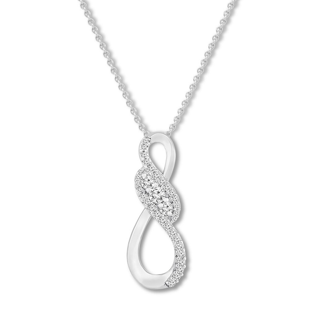 Diamond Swirl Necklace 1/4 ct tw Diamonds 10K White Gold Adj. kEywgLPI