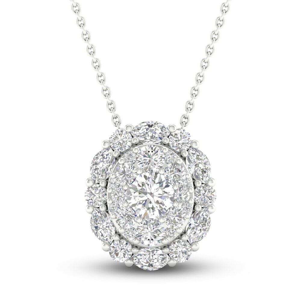 Diamond Pendant Necklace 3/4 ct tw Marquise/Round 14K White Gold kJWEPnWB