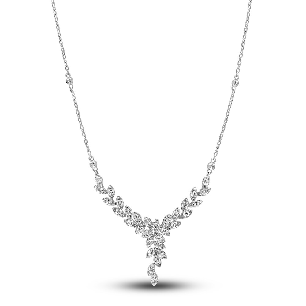 LALI Jewels Diamond Necklace 1-1/2 ct tw Round 14K White Gold 18\" kMpr7Sgy