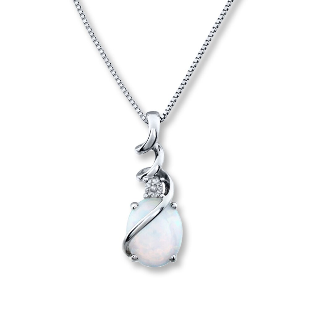 Lab-Created Opal Necklace Diamond Accent Sterling Silver kP2VGV1i