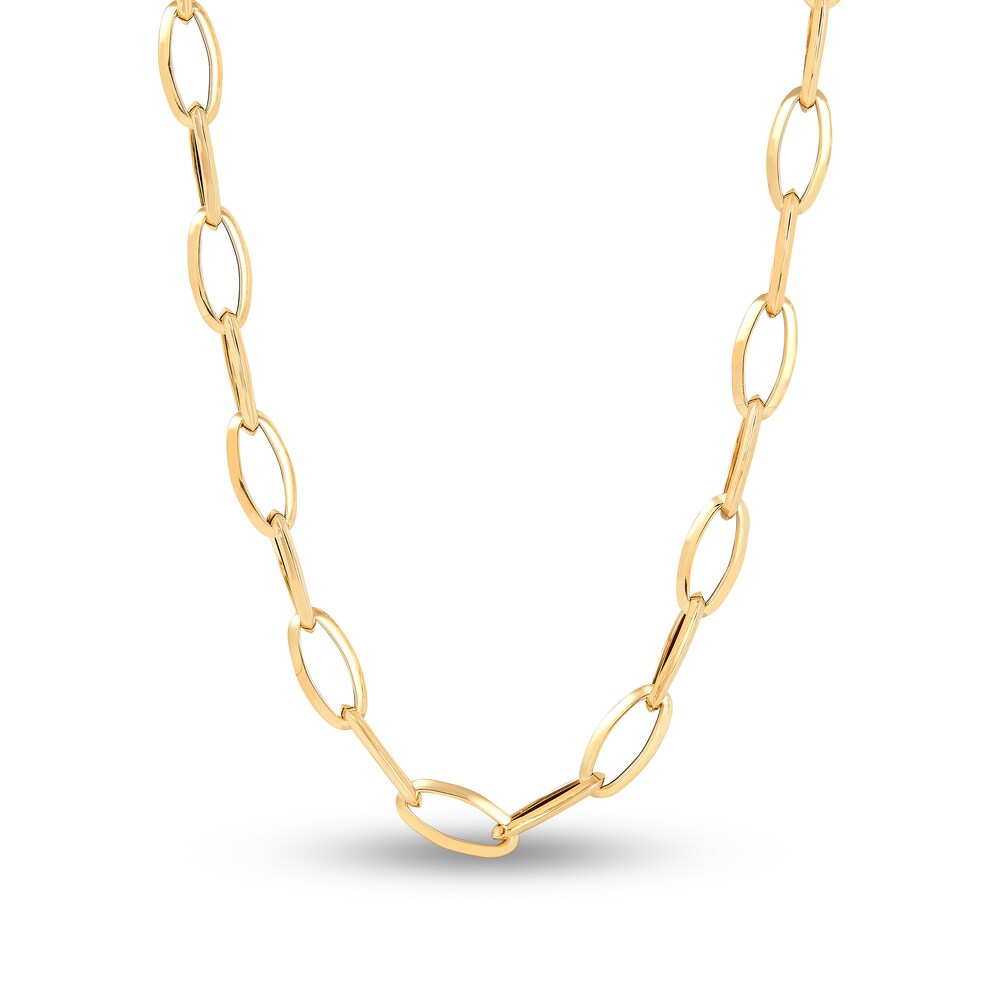 Italia D'Oro Elongated Oval Link Necklace 14K Yellow Gold 20" kPkUKyNT