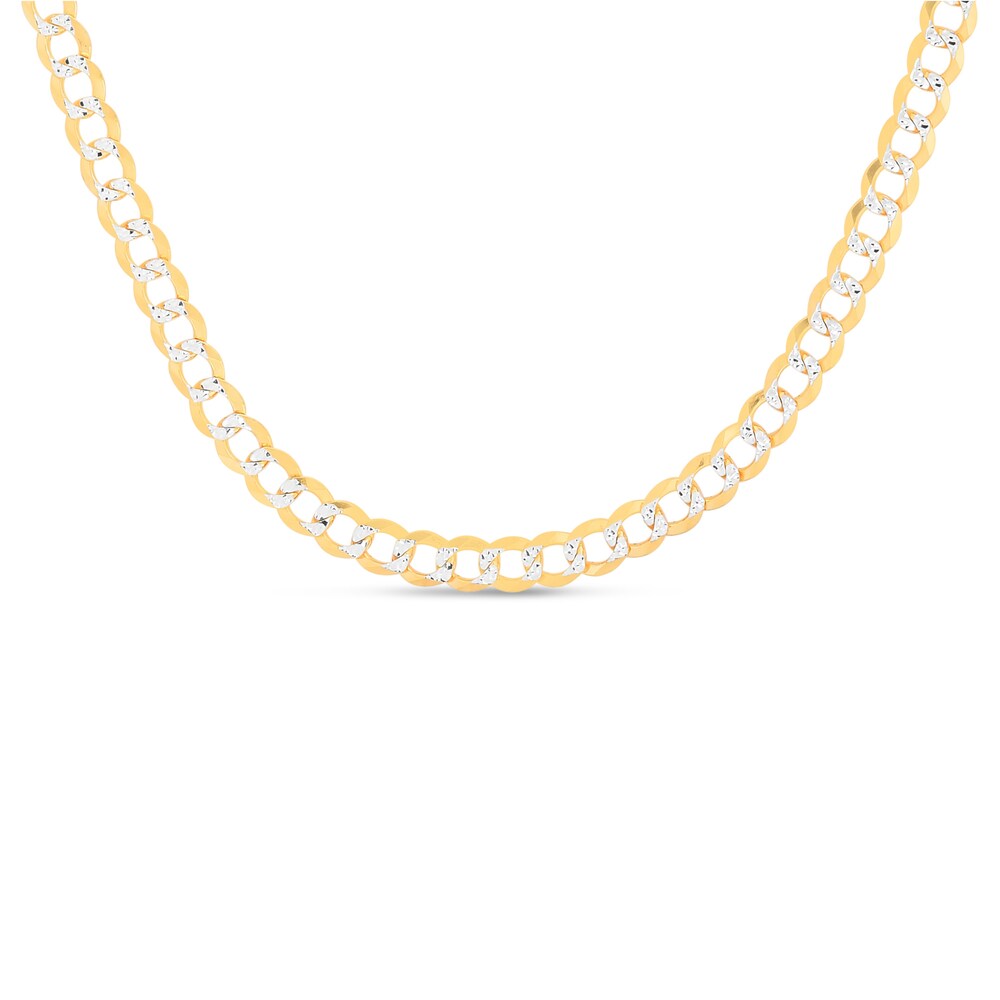 Two-Tone Curb Chain Necklace 14K Yellow Gold 24" kQuHliT1