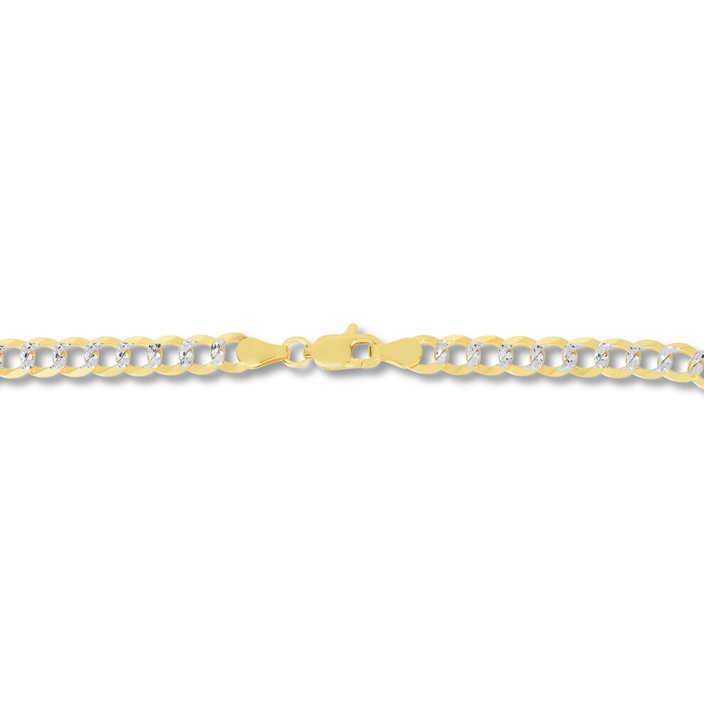 Two-Tone Curb Chain Necklace 14K Yellow Gold 24\" kQuHliT1
