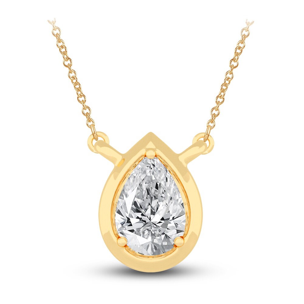 Diamond Pendant Necklace 3/8 ct tw Pear 14K Yellow Gold 18" (I1,I) kSzkSpJz