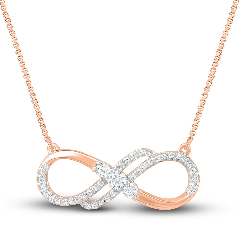 Diamond Infinity Necklace 1/6 ct tw Round 10K Rose Gold kTKL1dYv