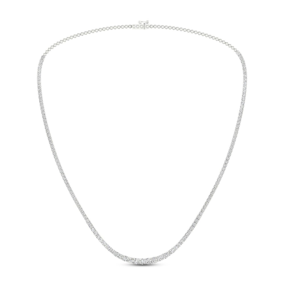 Lab-Created Diamond Tennis Necklace 7 ct tw Round 14K White Gold kTSWIcxA