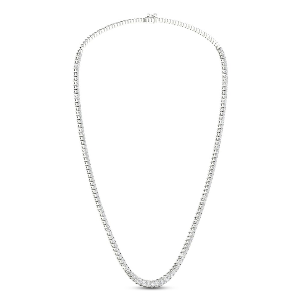 Lab-Created Diamond Tennis Necklace 7 ct tw Round 14K White Gold kTSWIcxA