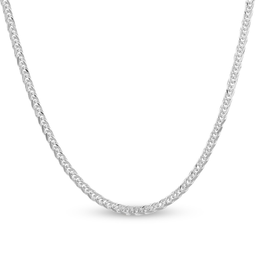 Square Wheat Chain Necklace 14K White Gold 16" kXUT6nND