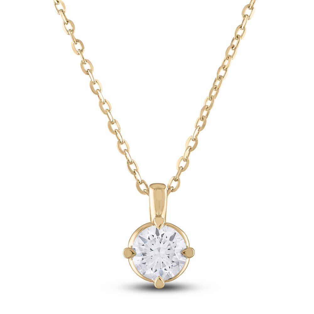Diamond Solitaire Necklace 1/2 ct tw Round 14K Yellow Gold (I2/I) kYhsFzkP