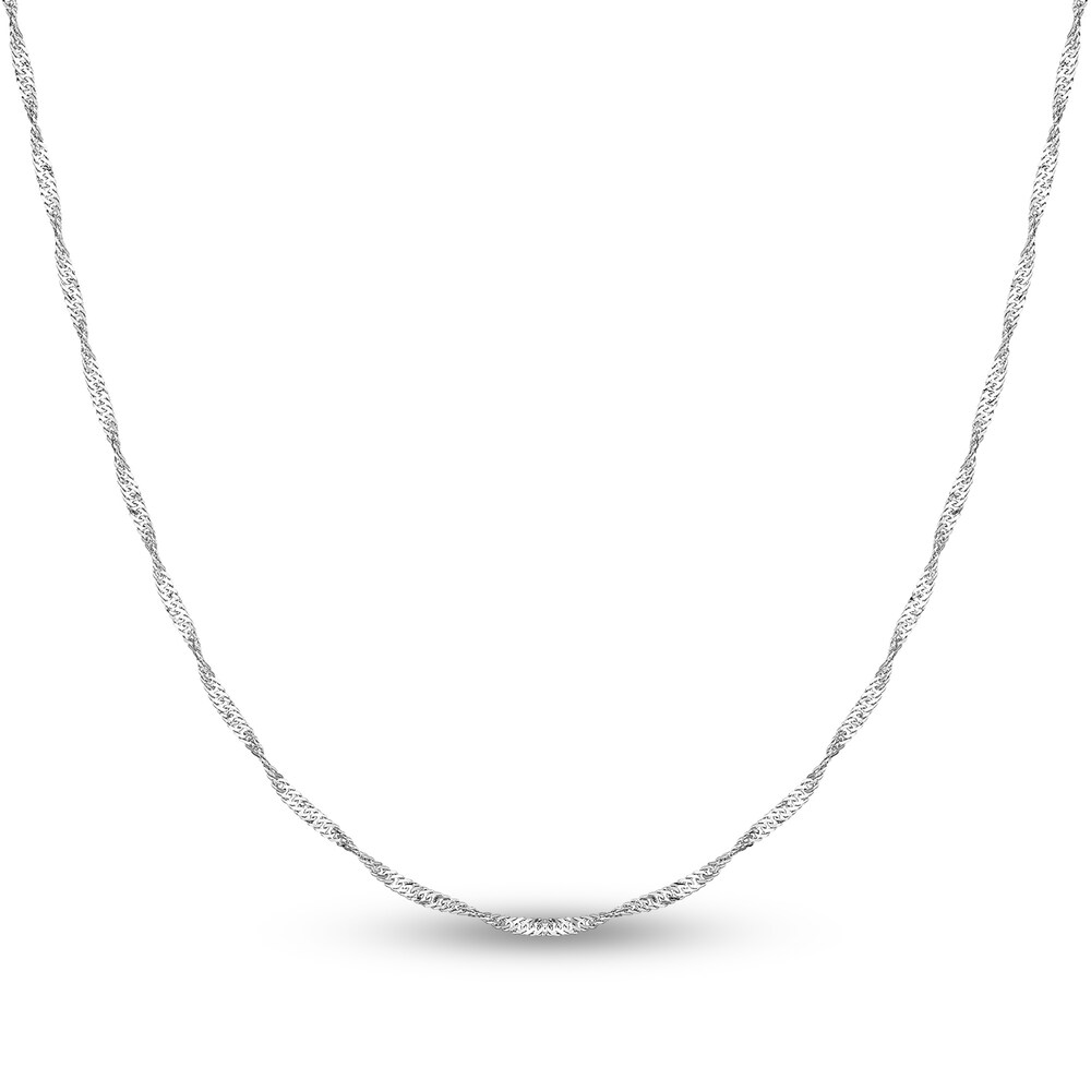 Singapore Chain Necklace 14K White Gold 24" kgyit2Um