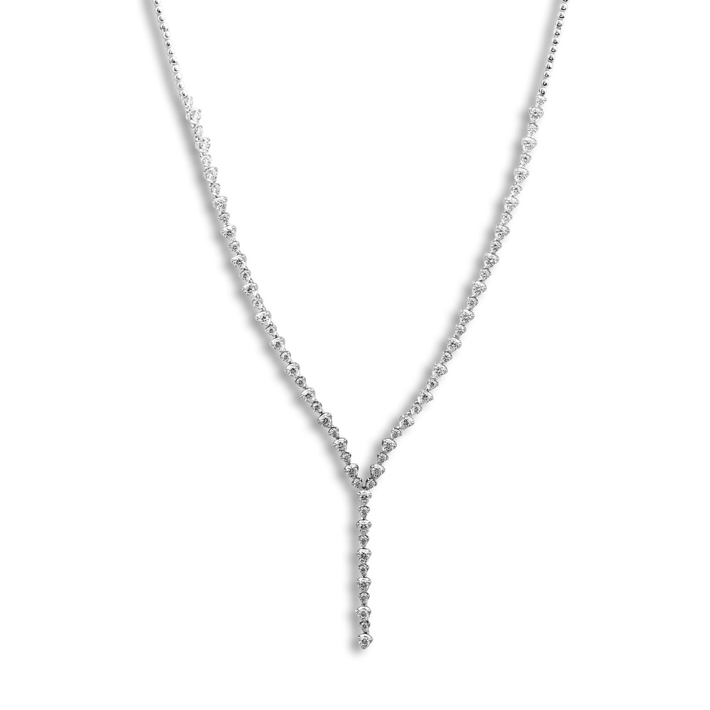 Diamond Y Necklace 5 ct tw Round 14K White Gold khql8efp