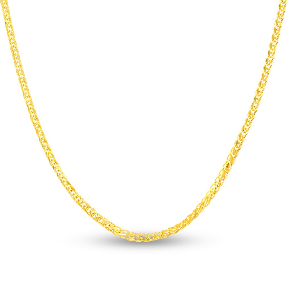 Square Wheat Chain Necklace 14K Yellow Gold 24" ki7G0s56