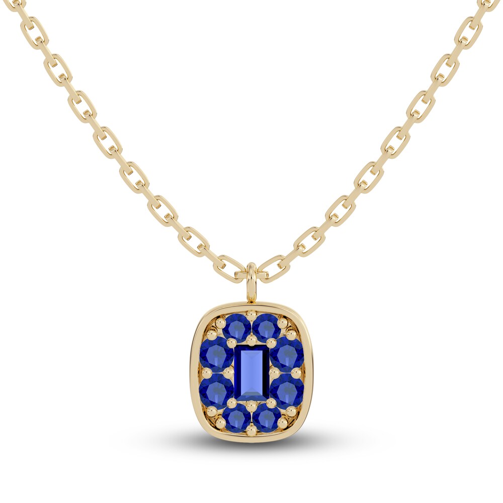 Juliette Maison Natural Blue Sapphire Pendant Necklace 10K Yellow Gold 18\" knF8RxOh