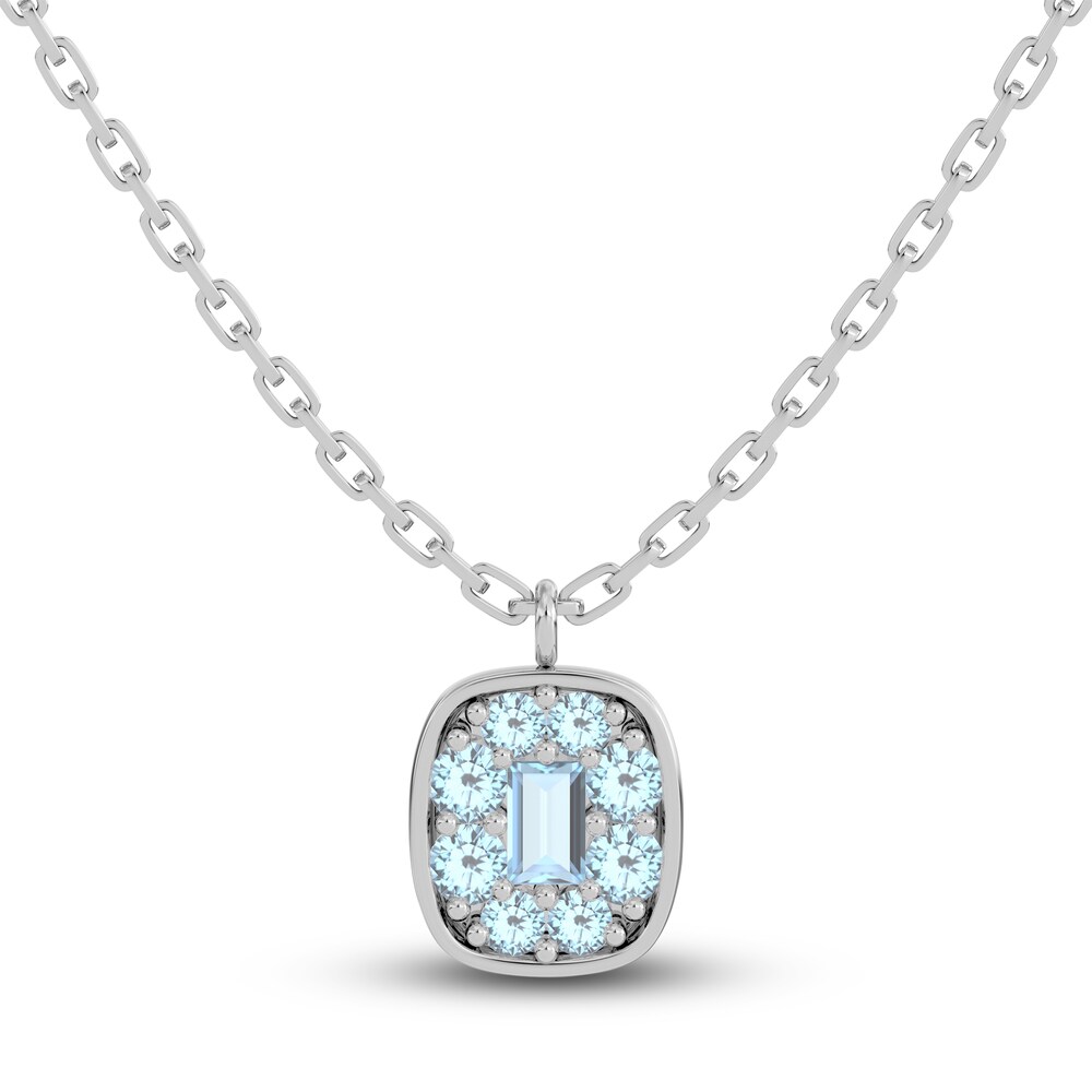 Juliette Maison Natural Aquamarine Pendant Necklace 10K White Gold 18" kvOiJfqw