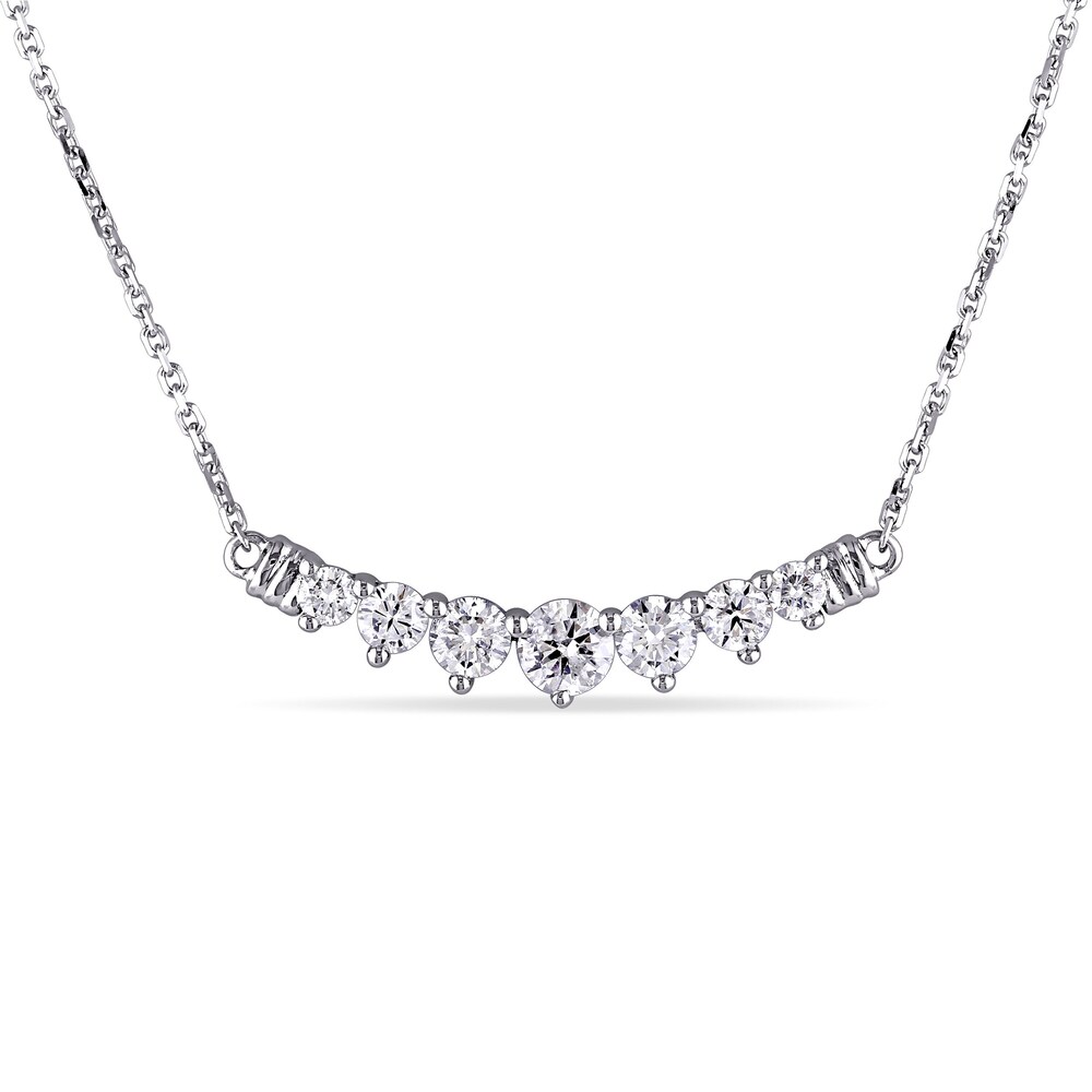 Diamond Bar Necklace 3/4 ct tw Round 14K White Gold 17\" kxosSFw9